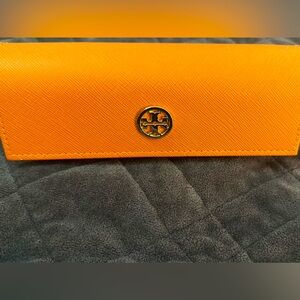 Tory Burch NEW   Eyeglass Case Orange Faux Leather